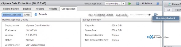 VMware VDP - run integrity check manually