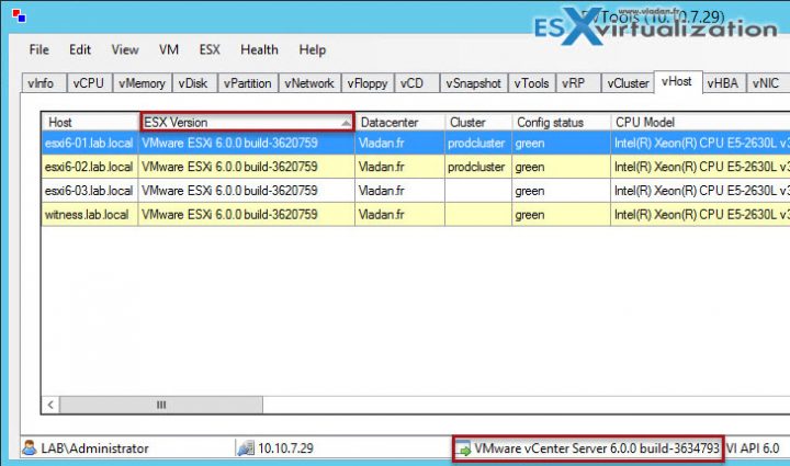 How to gather vCenter build numbers