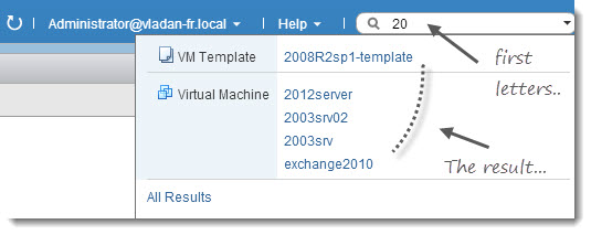 VMware vSphere 5.1 Web Client Search capabilities