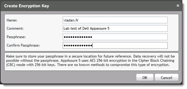 Security of Appassure 5 backups with Encryption