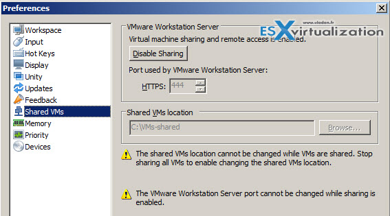 How to share a VM in Workstation 10