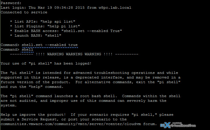 How to enable shell in VCSA 6.0