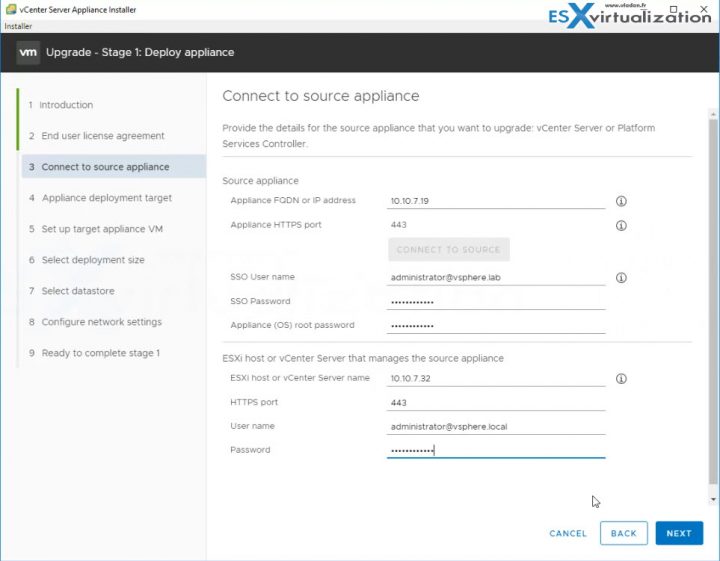 Upgrading a vCenter Server Appliance (VCSA) to version 6.7