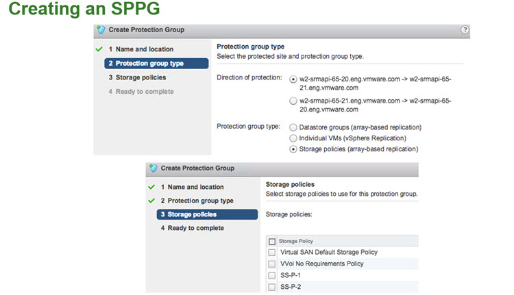 SRM 6.1 Creating a protection group