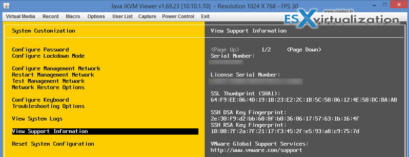 ssl thumbprings VMware ESXi