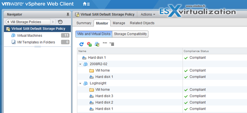 VM storage policy