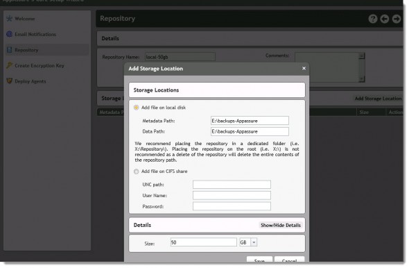 Dell Appassure 5 - Configuring the storage repository