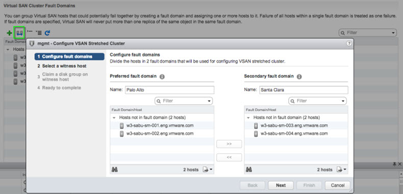 Management screen for Stretch Cluster Configs