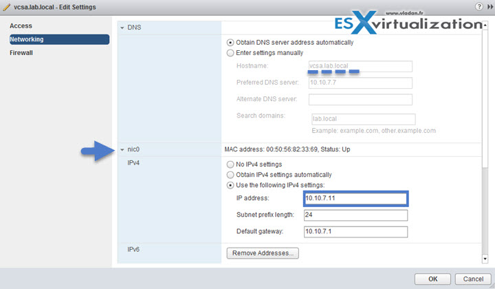 VMware VCSA - Change IP address