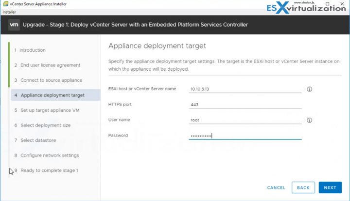 Upgrading a vCenter Server Appliance (VCSA) to version 6.7