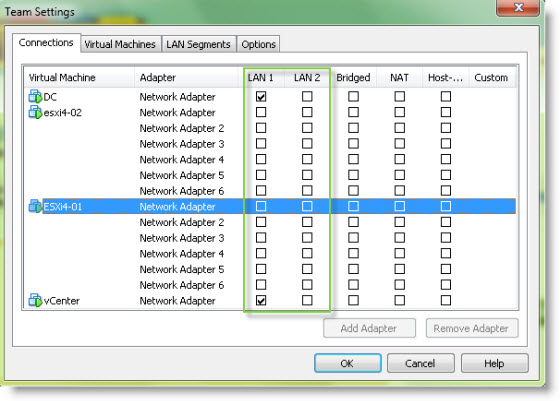 VMware Workstation Team Segments