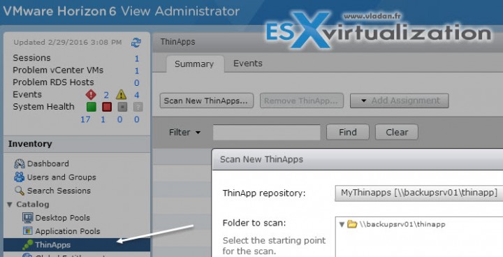 VMware Horizon View - Creating and configuring Thinapp Repository