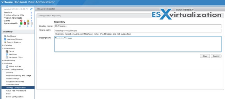 VMware Horizon View - Creating and configuring Thinapp Repository