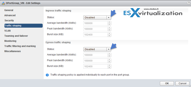 Traffic shaping policies