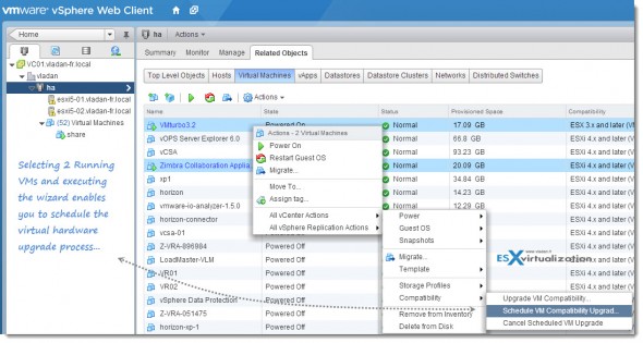 Upgrade VM hardware through vSphere Web Client