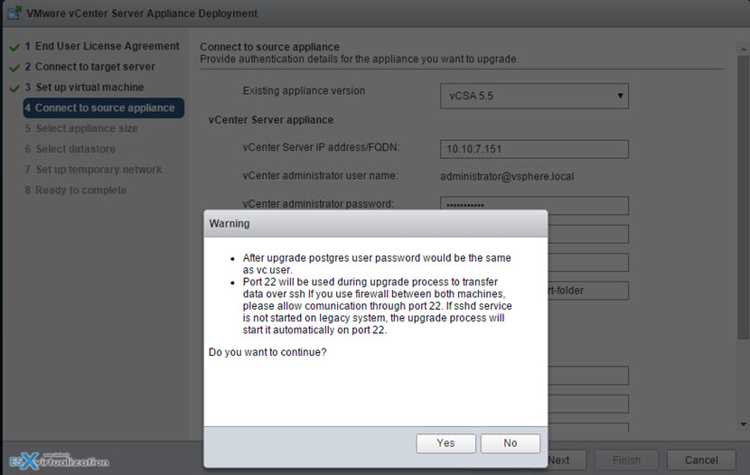 Upgrade VCSA 5.5 to VCSA 6.0