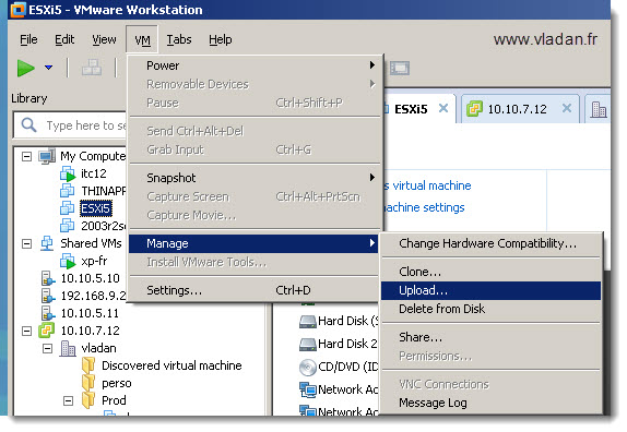 VMware Workstation 8 - upload to remote server