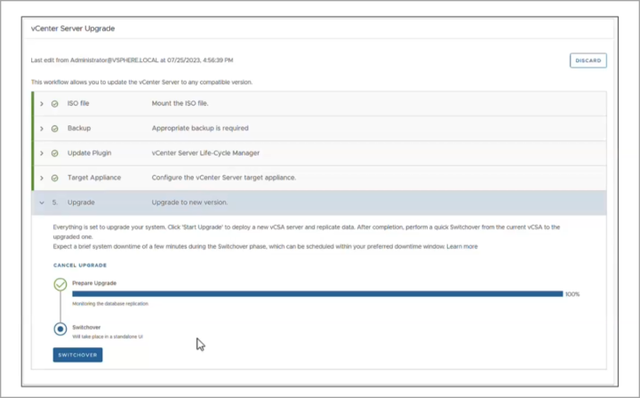 vCSA 8 Update 2 new upgrade process