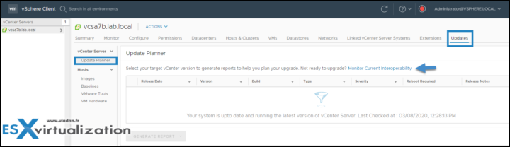 vCenter Server 7 Update Planner