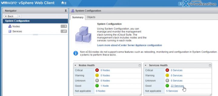 VCP6.5-DCV Objective 7.1 – Troubleshoot vCenter Server and ESXi Hosts - vCenter Services health