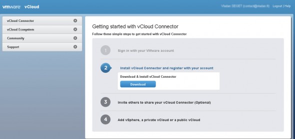 vCloud Connector web ui