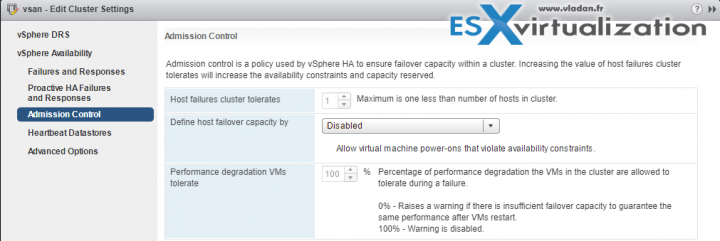 vSphere HA Admission control Disabled