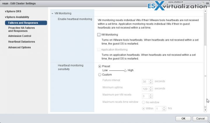 vSphere HA options