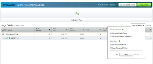 vSphere Licensing advisor tool - lab www.vladan.fr/lab