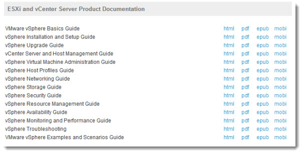 VMware vSphere 5 Documentation Sets - new formats introduced