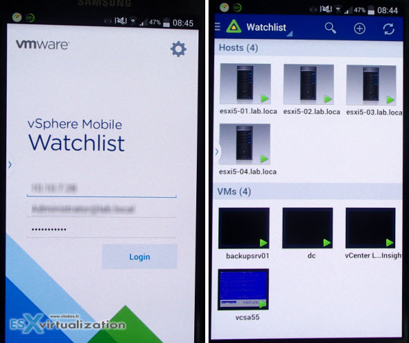 vSphere mobile watchlist