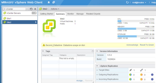 vSphere replication 5.5 user interface