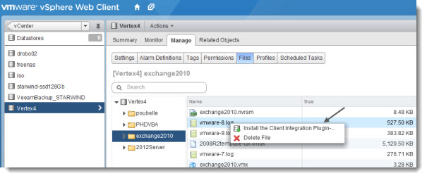 vSphere 5.1 New Web client - Installation of vSphere client plugin is necessary to enable datastore transfers