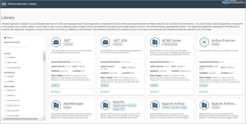 What is VMware Application Catalog? ESX Virtualization