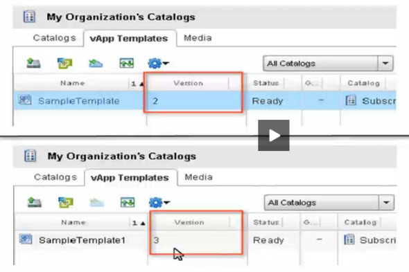 vCD 5.5 allows tracking versioning of items in the catalog