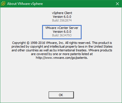 vCenter Server Build Number