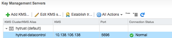 VMware and vCenter Server KMS cluster