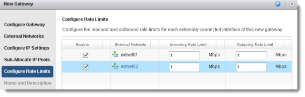 vCloud Director 5.1 Gateway options