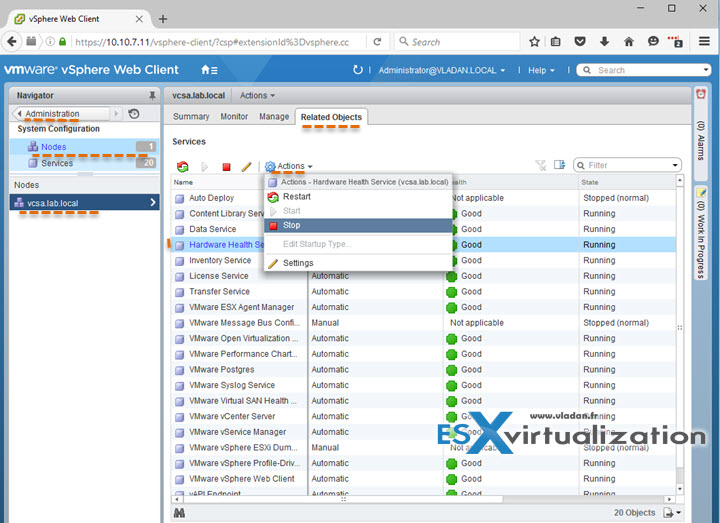 VMware VCSA - Check and Restart Services