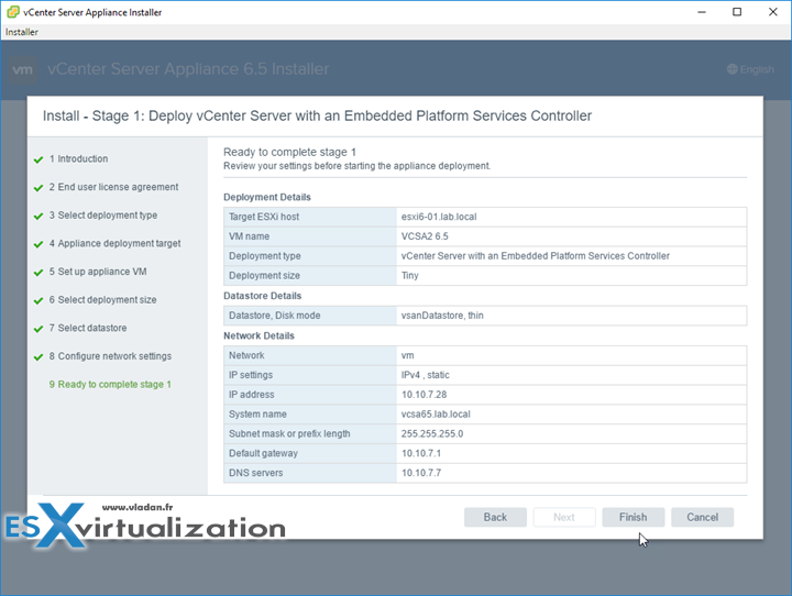 How to deploy VMware VCSA 6.5 clean