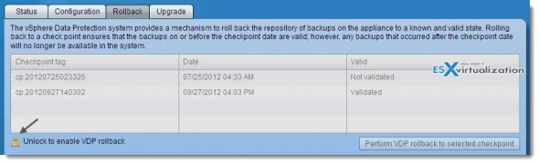 vSphere Data Protection (VDP) - configuration options