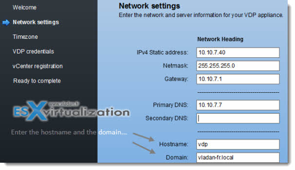 vSphere Data Protection - configuration through web browser