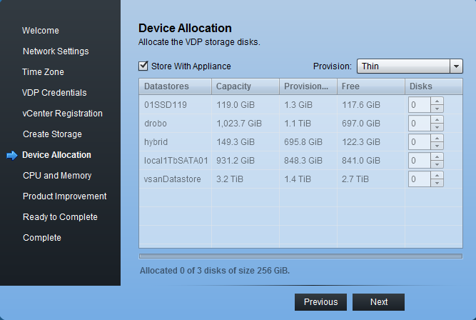 Deployment of vSphere data protection