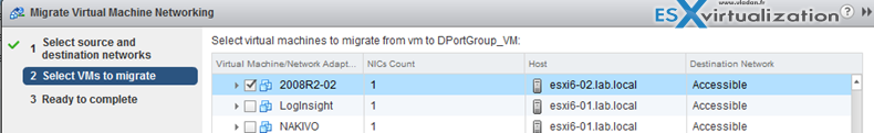 Migrate VMs to vDS