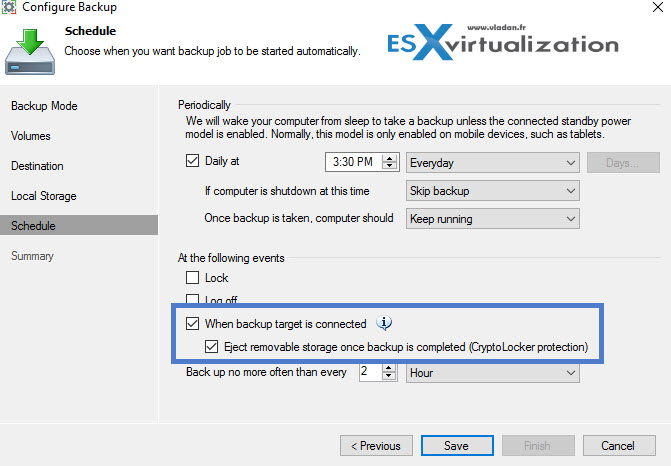 Veeam Endpoint Backup 1.5 Free - eject connected target after backup