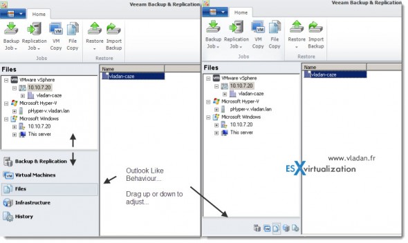 Veeam 6.1 New Gui with Outlook Like User Interface