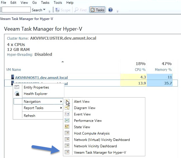 Veeam Hyper-V Task manager