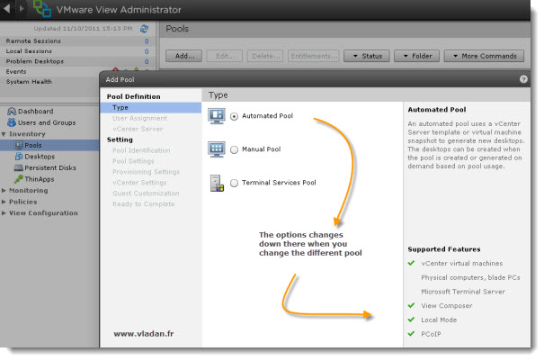 VMware view - Creating a desktop pool