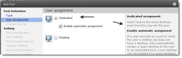 VMware view - Creating a desktop pool