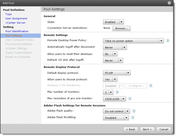 How to create a desktop Pool in VMware View