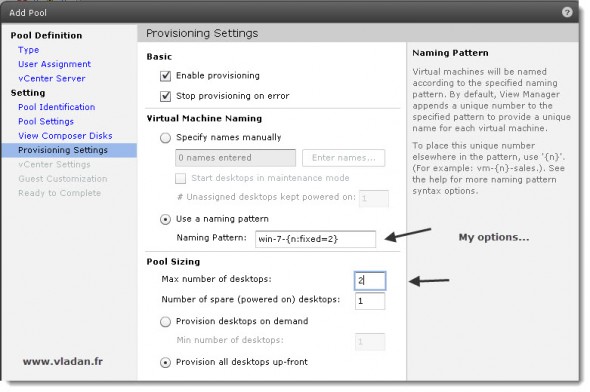 How to create destkop pool in VMware View